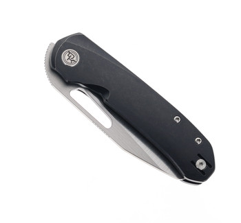 Divo Buzz Tux Folding Knife Blackwash Titanium Handle 20CV Plain Edge Satin Finish