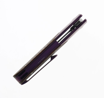 SixLeaf Folding Knife Purple Titanium/Linen Micarta Handle D2 Plain Edge SL-15-Purple