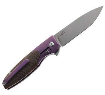 SixLeaf Folding Knife Purple Titanium/Linen Micarta Handle D2 Plain Edge SL-15-Purple