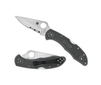 Spyderco Delica 4 ComboEdge Folding Knife VG10 Satin Steel Blade Foliage Green FRN Handle C11PSFG