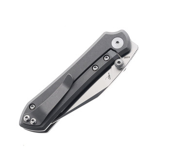 (Stripped Pivot Screw) Returned Bestech Icarus Folding Knife Dark Stonewash Titanium Handle M390 Plain Edge Satin Finish BT2302C (Stripped Pivot Screw) Returned Bestech Icarus Folding Knife Dark Stonewash Titanium Handle M390 Plain Edge Satin Finish BT2302C