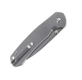 CJRB Large Pyrite Button Lock Folding Knife Stainless Steel Handle AR-RPM9 Plain Edge Stonewash Finish J1925L-ST