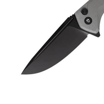 Tekto F3 Charlie Button Lock Folding Knife Green G10 Handle D2 Drop Point Plain Black Blade