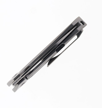 Bestech VK-Void Folding Knife White Bead Blast /Stonewash Titanium Handle Elmax Plain Edge Satin Finish BT2305A