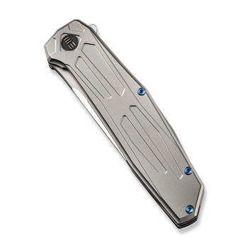 WE Shadowfire Folding Knife Gray Titanium Handle 20CV Tanto Plain Edge Hand Polished Satin Finish WE22035-2