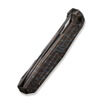 WE Shadowfire Folding Knife Tiger Stripe Flame Titanium Handle 20CV Tanto Plain Edge Black Stonewash/Satin Flat Finish WE22035-4 WE Shadowfire Folding Knife Tiger Stripe Flame Titanium Handle 20CV Tanto Plain Edge Black Stonewash/Satin Flat Finish WE22035-4
