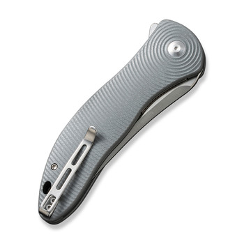 Discontinued Civivi Synergy4 Folding Knife Gray G10 Handle Nitro-V Trailing Point Plain Edge Satin Finish C21018A-2