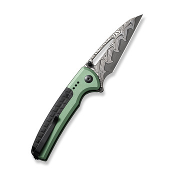 Civivi Sentinel Strike Folding Knife Green Aluminum/Black Handle Damascus Reverse Tanto Plain Edge C22025B-DS1 Civivi Sentinel Strike Folding Knife Green Aluminum/Black Handle Damascus Reverse Tanto Plain Edge C22025B-DS1