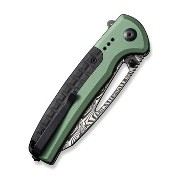 Civivi Sentinel Strike Folding Knife Green Aluminum/Black Handle Damascus Reverse Tanto Plain Edge C22025B-DS1 Civivi Sentinel Strike Folding Knife Green Aluminum/Black Handle Damascus Reverse Tanto Plain Edge C22025B-DS1