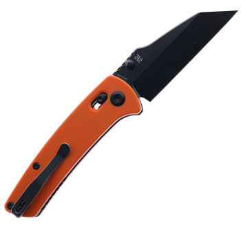Kansept Main Street Crossbar Lock Pocket Knife Orange G10 Handle Black Stonewashed Blade 154CM T1015V2