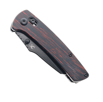 Kansept Main Street Crossbar Lock Pocket Knife Black & Red Gmascus G10 Handle Black Stonewashed Blade 154CM T1015V5