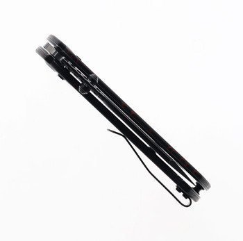 Kansept Main Street Crossbar Lock Pocket Knife Black & Red Gmascus G10 Handle Black Stonewashed Blade 154CM T1015V5