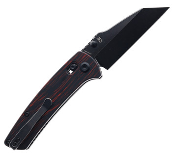Kansept Main Street Crossbar Lock Pocket Knife Black & Red Gmascus G10 Handle Black Stonewashed Blade 154CM T1015V5
