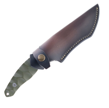 Bastard Knives Reaper Semi Custom Fixed Blade knife Sculpted Green Micarta Handle Sliepner Steel w/ Leather Sheath Bastard Knives Reaper Semi Custom Fixed Blade knife Sculpted Green Micarta Handle Sliepner Steel w/ Leather Sheath