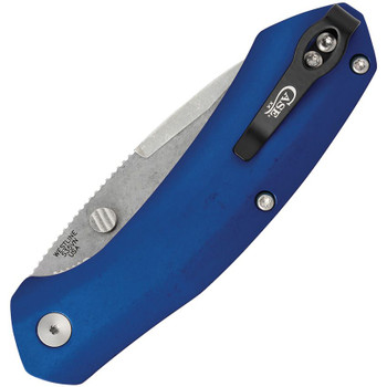 Case Cutlery Westline Linerlock Folding Knife Blue Aluminum Handle S35VN Drop Point Plain Edge Stonewash Finish 36552