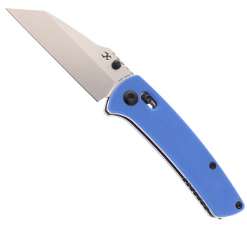 Kansept Main Street Crossbar Lock Folding Knife Blue G10 Handle 154CM Plain Edge Stonewash Finish T1015V3