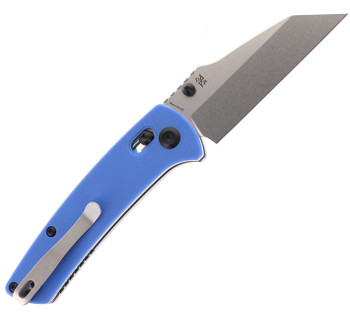 Kansept Main Street Crossbar Lock Folding Knife Blue G10 Handle 154CM Plain Edge Stonewash Finish T1015V3