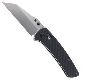 Kansept Main Street Crossbar Lock Folding Knife Twill Carbon Fiber G10 Handle 154CM Plain Edge Stonewash Finish T1015V4