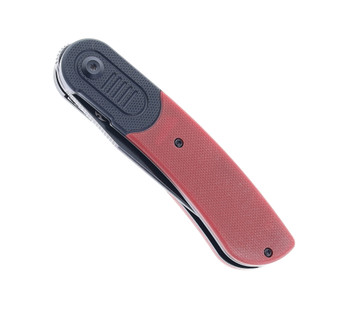 Discontinued Kansept Reverie Folding Knife Black/Red G10 Handle 154CM Plain Edge Black Stonewash Finish T2025B6