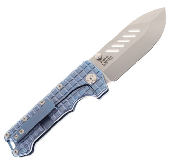 PMP Knives Kodiak Beast Pocket Knife Frag Blue Titanium Handle M390 Steel Blade