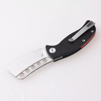 Discontinued Shieldon Gambit Folding Knife Black Double G10 Handle 154CM Cleaver Plain Edge DP01A