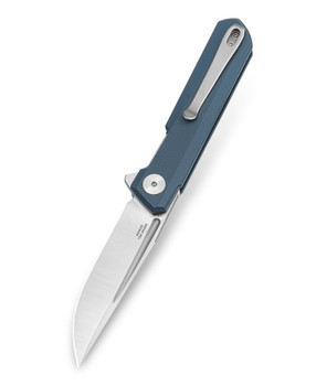 Bestechman Mini Dundee Folding Knife Grey G10 Handle D2 Plain Edge Stonewash/Satin Finish BMK03D