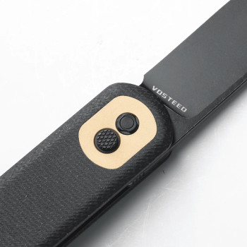 Vosteed Corgi Flipper Button Lock Pocket Knife Black Micarta Handle Black Stonewashed 14C28N CG29VPMK Vosteed Corgi Flipper Button Lock Pocket Knife Black Micarta Handle Black Stonewashed 14C28N CG29VPMK