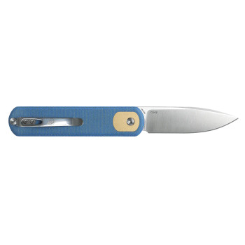 Vosteed Corgi Flipper Button Lock Pocket Knife Blue Micarta Handle 14C28N Satin CG29VTML Vosteed Corgi Flipper Button Lock Pocket Knife Blue Micarta Handle 14C28N Satin CG29VTML