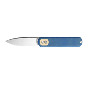 Vosteed Corgi Flipper Button Lock Pocket Knife Blue Micarta Handle 14C28N Satin CG29VTML Vosteed Corgi Flipper Button Lock Pocket Knife Blue Micarta Handle 14C28N Satin CG29VTML