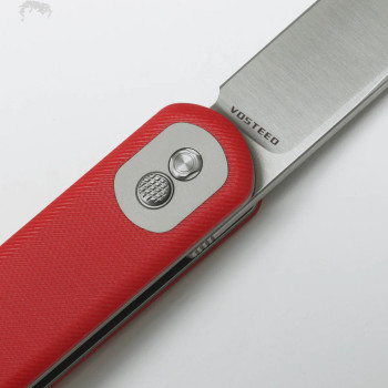 Vosteed Corgi Flipper Button Lock Pocket Knife Red G10 Handle 14C28N Satin CG29VTGR Vosteed Corgi Flipper Button Lock Pocket Knife Red G10 Handle 14C28N Satin CG29VTGR