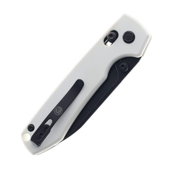 Vosteed Raccoon Crossbar Lock Folding Knife White G10 Handle 14C28N Plain Edge Black Stonewashed Finish RCCB32VPGW Vosteed Raccoon Crossbar Lock Folding Knife White G10 Handle 14C28N Plain Edge Black Stonewashed Finish RCCB32VPGW