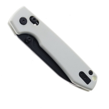 Vosteed Raccoon Crossbar Lock Folding Knife White G10 Handle 14C28N Plain Edge Black Stonewashed Finish RCCB32VPGW Vosteed Raccoon Crossbar Lock Folding Knife White G10 Handle 14C28N Plain Edge Black Stonewashed Finish RCCB32VPGW