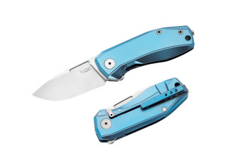 Lion Steel Nano Flipper Pocket Knife Magnacut Steel Blue Titanium Handle NA01-BL