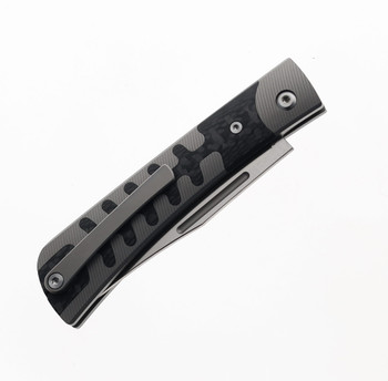 TwoSun TS123-M390-CF Slip Joint Knife Titanium + Carbon Fiber Inlay Handle Plain M390 Blade