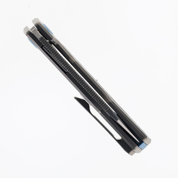 Divo Knives Saloon Folding Knife Titanium w/ Blue Camo Carbon Fiber Inlay  S90V Blade