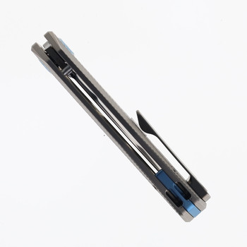 Divo Knives Saloon Folding Knife Titanium w/ Blue Camo Carbon Fiber Inlay  S90V Blade