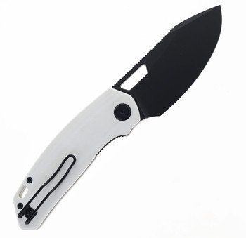 Divo Knives Growler V2 Pocket Knife White G10 Handle Blackwashed 154CM Plain Edge Divo Knives Growler V2 Pocket Knife White G10 Handle Blackwashed 154CM Plain Edge