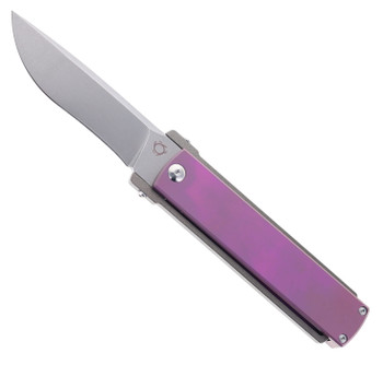 SixLeaf Rattle Snake Design Pocket Knife Plain Edge D2 Blade Purple  Titanium Handle SL-23-PUR