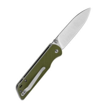 QSP Outdoor Parrot V2 Knife Green G10 Handle  D2 Plain Satin Ball Bearings QS102-B