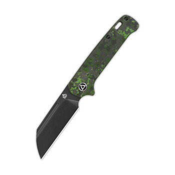 QSP Penguin Slip Joint Folding Knife Green/Black/Gray Fat Carbon Fiber Handle 20CV Plain Black Blade QS130SJ-E2