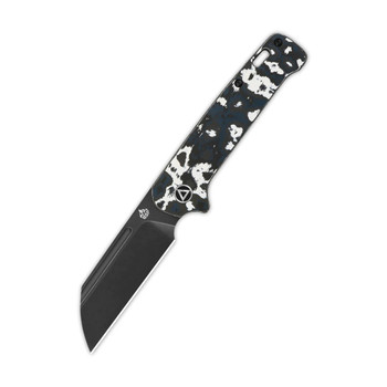 QSP Penguin Slip Joint Folding Knife Black/White Carbon Fiber Handle 20CV Plain Black Blade QS130SJ-G2