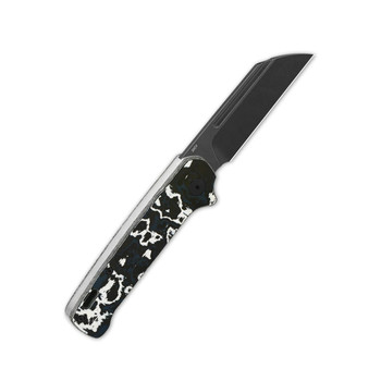 QSP Penguin Slip Joint Folding Knife Black/White Carbon Fiber Handle 20CV Plain Black Blade QS130SJ-G2