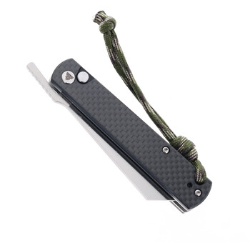 Trivisa Hydra-05 Higonokami Button Lock Folding Knife Black Carbon Fiber/G10 Handle 10Cr15CoMoV Plain Edge Hand Satin Finish