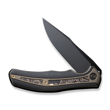 WE Zonda Folding Knife Black Titanium/Titanium Copper Foil Carbon Fiber Inlay Handle 20CV Clip Point Plain Edge Black Stonewash Bevels Black Brushed Flats Finish WE22016-3 WE Zonda Folding Knife Black Titanium/Titanium Copper Foil Carbon Fiber Inlay Handle 20CV Clip Point Plain Edge Black Stonewash Bevels Black Brushed Flats Finish WE22016-3