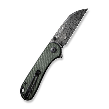 Civivi Elementum Folding Knife Green Canvas Micarta Handle Damascus Wharncliffe Plain Edge Black Hand Rubbed Finish C18062AF-DS1 Civivi Elementum Folding Knife Green Canvas Micarta Handle Damascus Wharncliffe Plain Edge Black Hand Rubbed Finish C18062AF-DS1