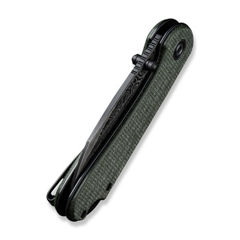 Civivi Elementum Folding Knife Green Canvas Micarta Handle Damascus Wharncliffe Plain Edge Black Hand Rubbed Finish C18062AF-DS1 Civivi Elementum Folding Knife Green Canvas Micarta Handle Damascus Wharncliffe Plain Edge Black Hand Rubbed Finish C18062AF-DS1