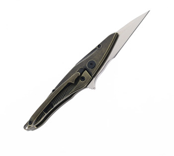 Petrified Fish E10-BRS Hummingbird Folding Knife Bronze Titanium Handle M390 Plain Edge Satin Finish