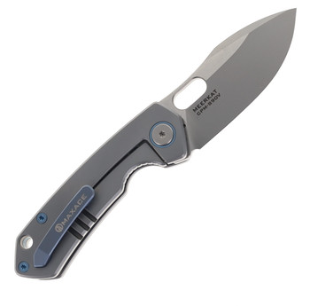 Maxace Meerkat Folding Knife Grey Titanium Handle S90V Plain Edge M13A