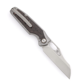 Kansept Tuckamore Folding Knife Titanium/Copper Carbon Fiber Handle 20CV Plain Edge Satin Finish K1052A2