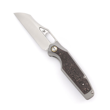 Kansept Tuckamore Folding Knife Titanium/Copper Carbon Fiber Handle 20CV Plain Edge Satin Finish K1052A2
